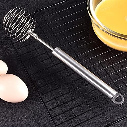 Jiakalamo Spring Coil Hand Push Whisk,Stainless Steel Eggs Beater Milk Whipper,Manual Eggs Blender(size:9.45x2.36inch)