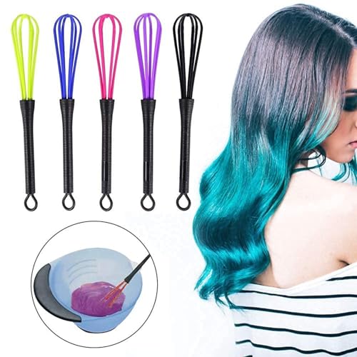 Kitchen Whisk, 5PCS Plastic Salon Hand Whisk Hair Color Dye Cream Whisk for Mixing Baking Whisking Beating Frothing Stirring - Image 4