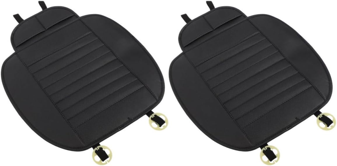 FOMIYES 2pcs PU Car Seat Cover for Front Seat Black Anti-Slip Protector