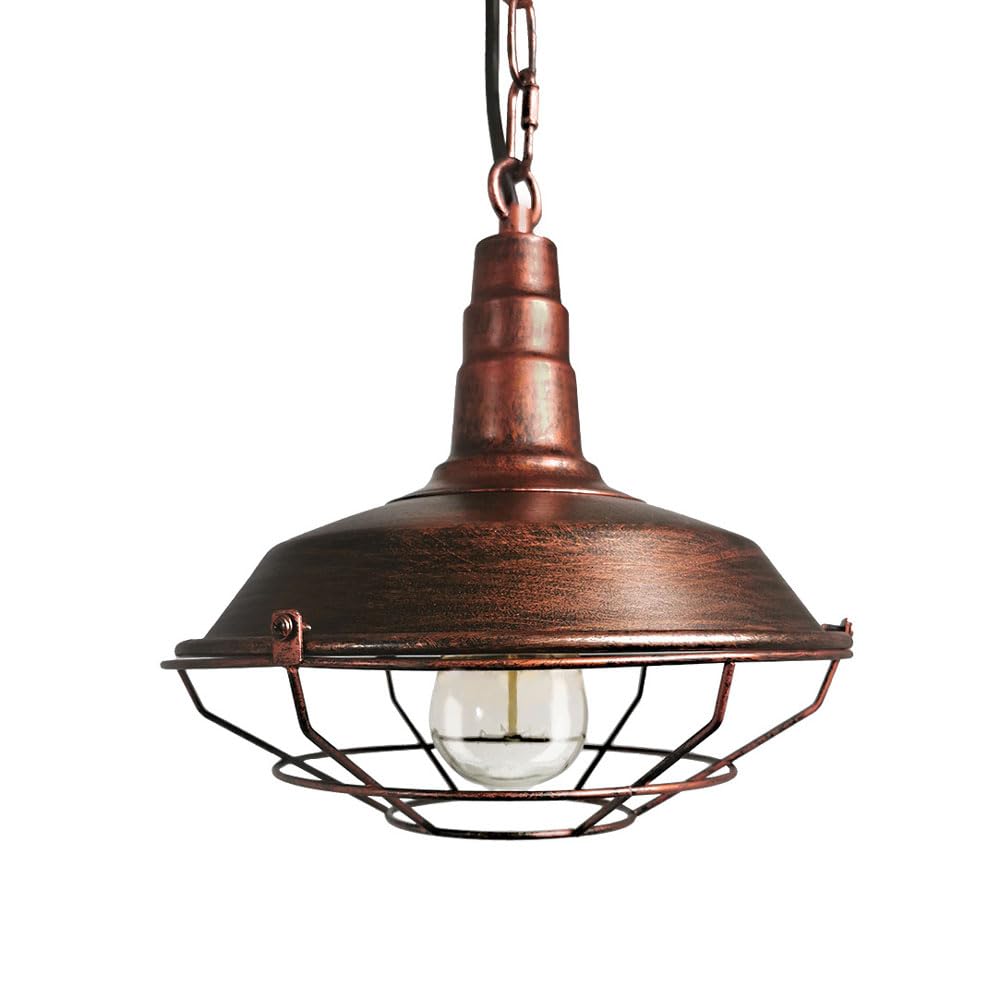LYMSXAZOU Red American Retro Style Pendant Light,Iron Anti-Rust Lampshade Interior Decoration Hanging Lamp,Industrial Ceiling Tray Droplight,for Dining Room, Bedroom Lighting Fixtures Star of