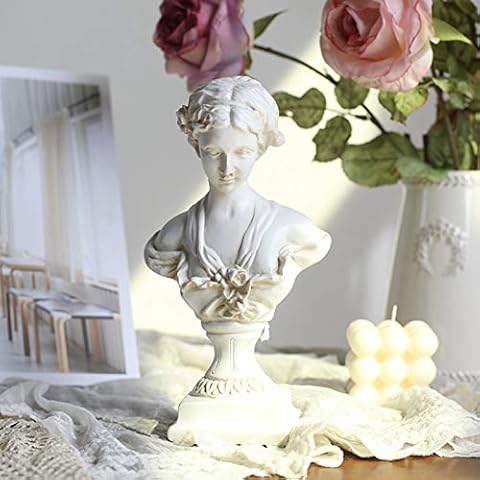 LIZEALUCKY Greek Statue of Venus Goddess, Classic Roman Head Bust Greek Mythology Sculpture for Living Room Home Shelf Decor,9.1inch(White) Cover