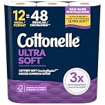 Cottonelle Toilet Paper, 12 Mega Rolls = 48 Regular Rolls, Ultra Comfort, Soft Bathroom Tissue, 244 Sheets per Roll, Packaging May Vary