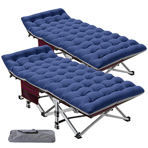 Image of ABORON Camping Cot for Adult 28 inch Extra Wide, 2PK Heavy-Duty 1200D Oxford Cot for Sleeping, Portable Folding Camp Bed with Mat & Carry Bag