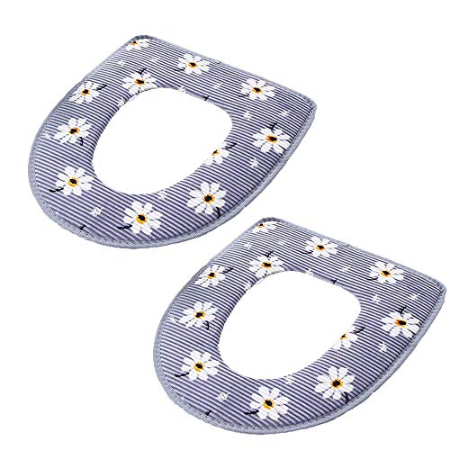 JWShang Warme Toilettendeckel Sitzkissen Komfortabler Winter WC Kissen Druck Toilettenkissen Einfache Installation und Reinigung 2 Stück, blau Cover