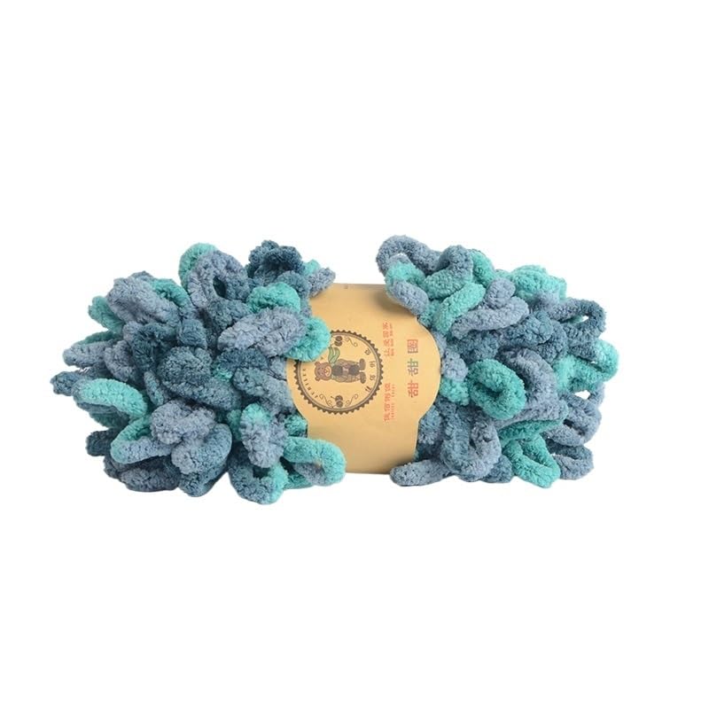 Przędza z pętelką na palec, 3 kulki Puffy Loop Przędza palcowa Wełniana plecionka ręczna Lina Knitting Gruba aksamitna tęczowa przędza(Ga)