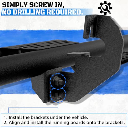 Image of WHALEMOTOR Running Boards Side Steps Crew Cab Compatible with Chevy Colorado /GMC Canyon 2015-2026 Crew Cab, 6 Inches Bolt-on Drop Side Steps Rails, Powder Coated Black and Painted Black