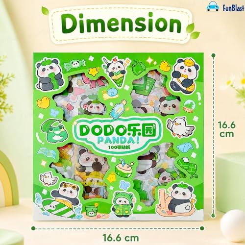 Image of FunBlast Panda Theme PET Stickers, Kawaii Sticker - 100 Sheets; 500+ Pcs Aesthetic Sticker, Japanese Style Craft Stickers, Self-Adhesive Sticker's Set - Multicolor (E)