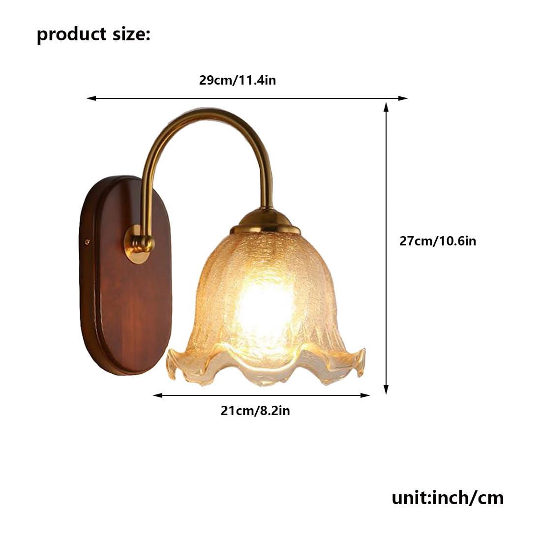 Applique da parete moderna per camera da letto, paralume a forma di fiore, base in legno rustico, lampada a collo d'oca E27, luci in stile nordico industriale per soggiorno, comodino, veranda, ingres