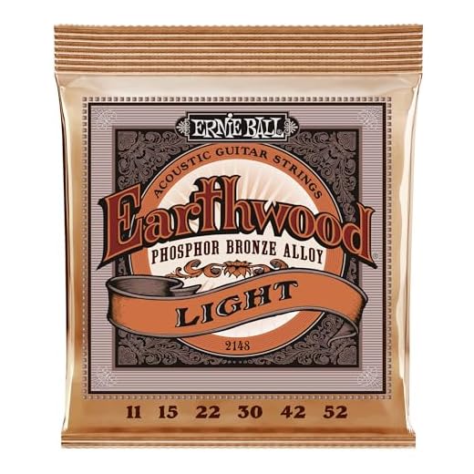 Ernie Ball Earthwood Light - Cuerdas para guitarra acústica, bronce fosforado, calibre 11-52