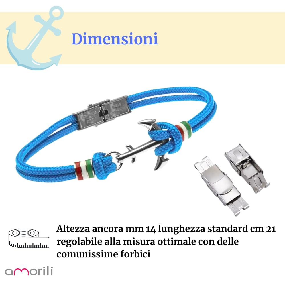 Bracciale Uomo Ancora in Acciaio Inox e Corda | Braccialetto Nautico Marinaro Regolabile | Gioiello Maschile Elegante e Resistente | Idea Regalo Uomo Amante del Mare bcc1138