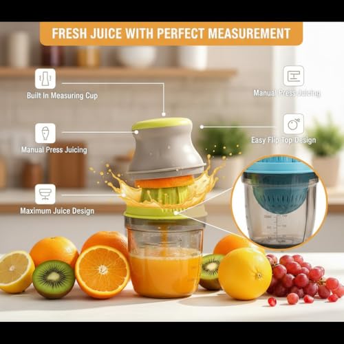Image of Handheld Manual Juicer 1 Pc | Portable Citrus Juicer & Fruit Vegetable Squeezer | Heavy Duty Lemon Orange Press, Compact Kitchen Juice Maker, Easy Clean Lightweight Hand Juicer