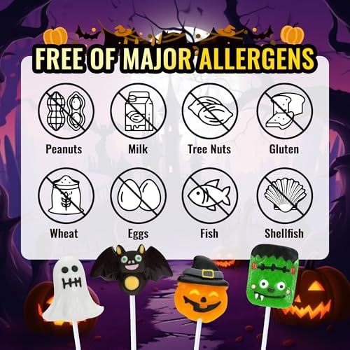 Auebriy Halloween Lollipops Suckers - 24 Pack Fruity Halloween Candy Individually Wrapped, Ghost, Bat, Pumpkin & Monster Lollipops, Spooky Candy for Trick or Treat, Party Favors & Goody Bag Fillers - image 5