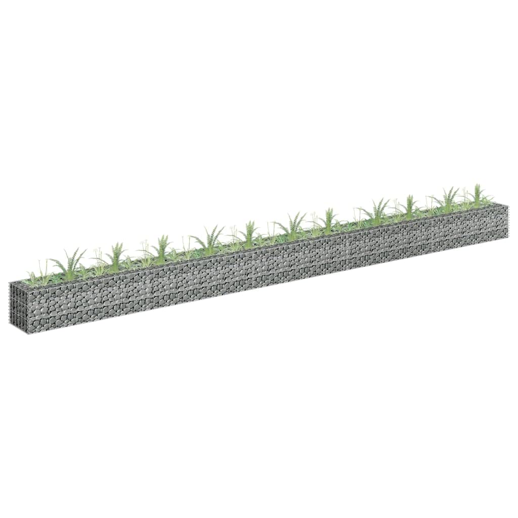 Gabionenkorb Hochbeet 450×30×30 cm Gabionenwand Steinkorb Gabione Pfosten Zaun Gabionensäule Steingabionen Pflanzenwand Gabionenkörbe Silber verzinkter Stahl modern Garten