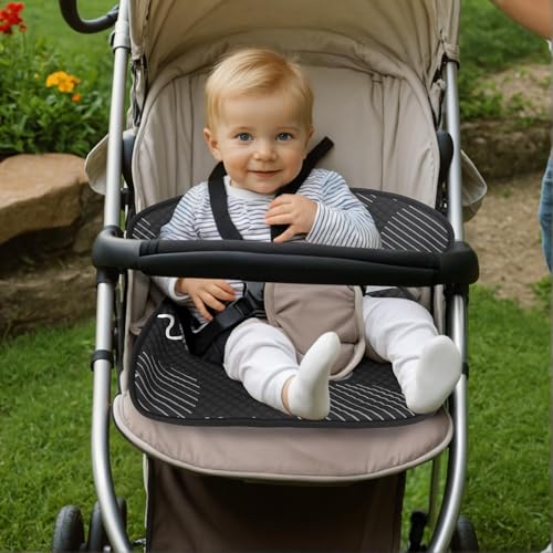 Image of INFANZIA Dry Seat, Car Seat Protector Waterproof Carseat Liner Potty Training Toddlers, Baby and Infants, Piddle Pad for Carseats Strollers (Geometric Black, 2 Packs