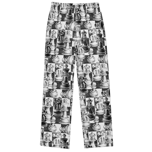 Boy's Pants Chess Jogger Pants Elastic Waist Long Bottoms Trousers with Pockets 6-14 Years