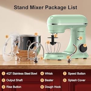 Honinst 4QT Electric Stand Mixer, 10-Speed Tilt-Head Compact Kitchen Mixer — photo 2 of 6