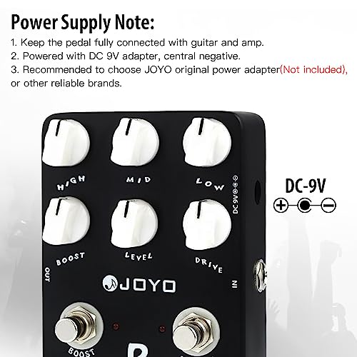 Image of JOYO High-Gain Metal Distortion Guitar Pedal, 3-Band EQ with Sweep Mid-Freq & Boost Control for Electric Guitar, Bypass (Extreme Metal JF-17)