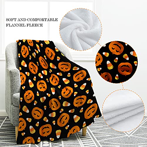 Jekeno Pumpkin Blanket Gifts for Women Kids Girls Mom Home Bedroom Living Room Mothers' Day Decor Soft Cozy Lightweight Halloween Fall Harvest Thanksgiving Plush Throw Blankets Black 50"x60"
