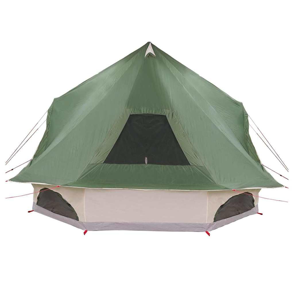 Tipi Namiot rodzinny Taffetas 466 x 310 x 240 cm z zielonym dachem, portem E i hakiem wiszącym na taras, kemping