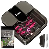 Beinilai Collapsible Foot Spa Bath with Heat,Bubble,Massage Rollers, Tea Tree Oil Foot Soak with Epsom Salt, Pedicure Foot File, Red Light,Removable Pumice Stone,Pedicure Foot Spa
