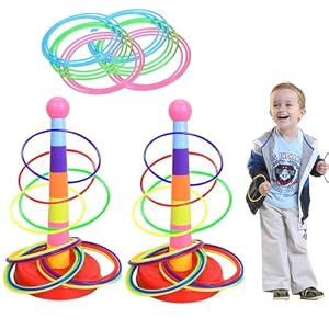 38 Pcs Ring Toss Game Set for Outdoor & Indoor, Fun Party Games for Adults, Colorful Tossing Toys for Backyard, Active Play. Suitable for people aged 14 or above.