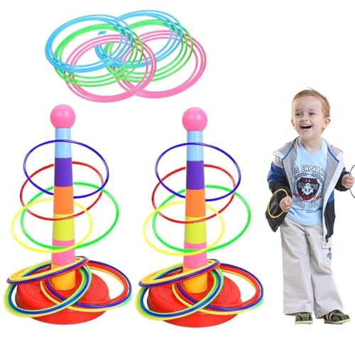 38 Pcs Ring Toss Game Set for Outdoor & Indoor Fun Party Games for Adults Colorful Tossing Toys for Backyard Active Play. Suitable for people aged 14 or above.