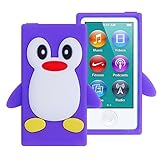 FiveBox 3d Penguin Soft Silicone Rubber Skin Case Cover for Apple iPod Nano 7th Generation 7G 16GB (Purple)