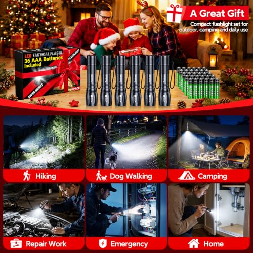 6-Pack 200-Lumen LED Flashlights w/ 36 AAA Batteries Included - image 8
