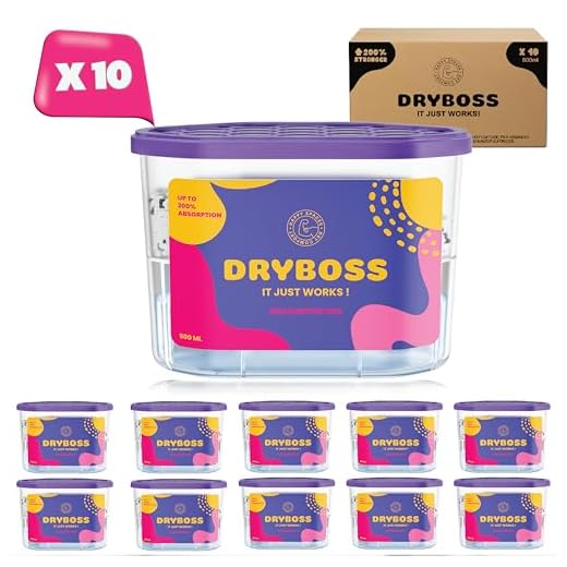 DRYBOSS Pack x 10 Deshumidificador Absorbente Anti Humedades de Armarios, Interior Casa, Cajones, Habitacion, Pared, Coche. Quita Olores y Absorbe Humedades. Previene Condensación. Antihumedad