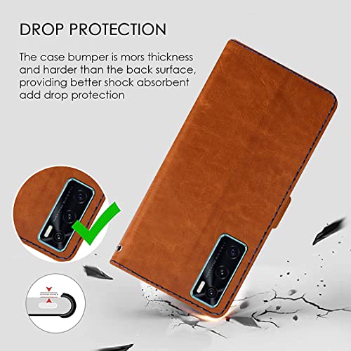 Image of Amazon Brand- Solimo Flip Leather Mobile Cover (Soft, Flexible & Kickstand Back case) Compatible for Vivo V20 SE (CamelBlue)