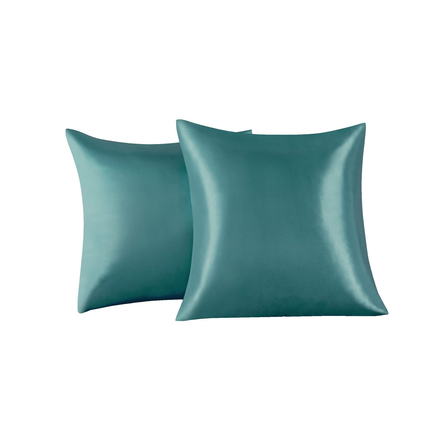 Satin Cushion Cover 65 x 65 cm Pack of 2 - 100% Satin, Super Soft Pillowcase, Cushion Cover, Aqua