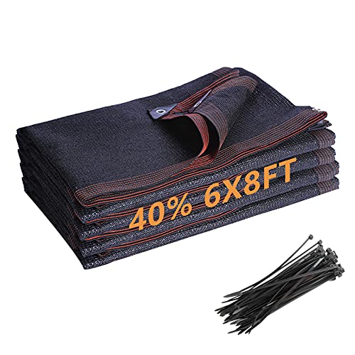 Malifea 40% Sun-Block Shade Cloth Mesh Shade Cloth Uv Resistant Taped Edge With Grommets For Garden Patio&Plants, Black 6X8Ft #TOP4