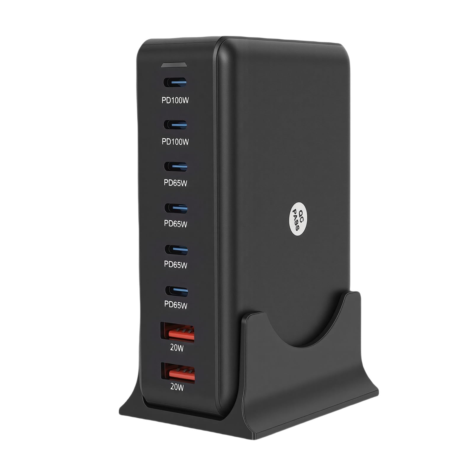 SUNGOOYUE Stacja ładująca USB, 8 PortóW 100 W PD PPS 65 W QC Koncentrator ładowarki Biurkowej ze Wskaźnikiem LED do Telefonu Tablet Słuchawki Smartwatch Konsola do Gier (wtyczka UE)