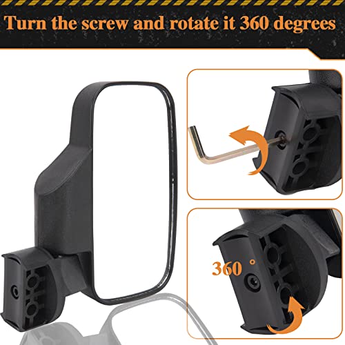 UTV Side Rear View Mirror With 1.75" to 2" Roll Bar Cage Compatible with Polaris RZR Honda Pioneer Yamaha Rhino Kawasaki Teryx, With Center View Mirror