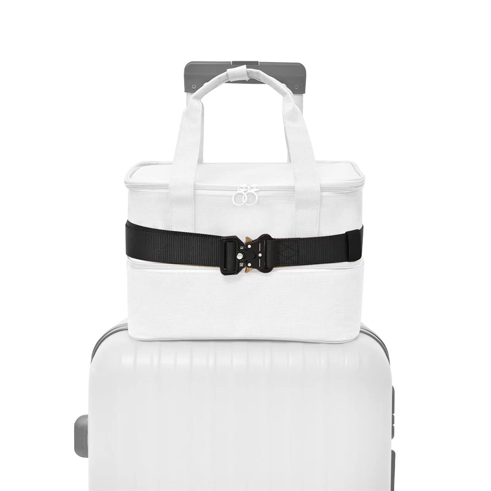 Travel Belt for Luggage - Free-Hand Luggage Straps for Suitcases - Stylish & Adjustable Add a Bag Luggage Strap with Alloy Buckle for Carry On Bag - Airport Travel Accessories for Women & Men(Black)