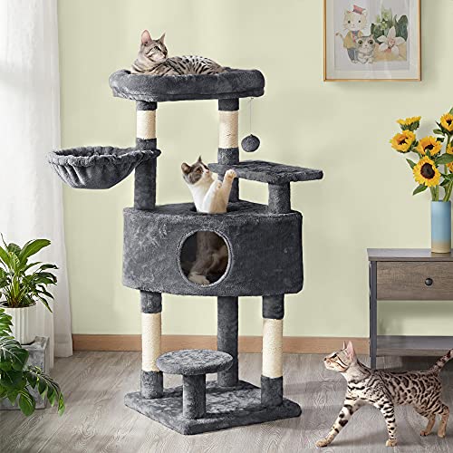 Torre para gatos 46 pulgadas con rascadores y espacios múltiples miniatura 2