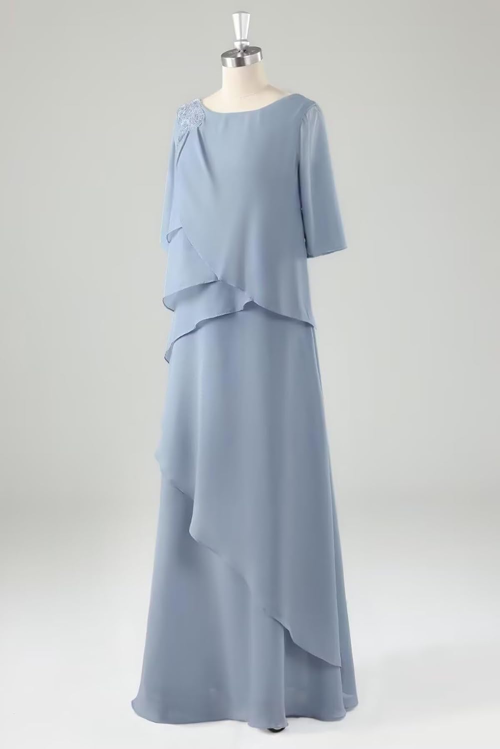 Mother of The Bride Dresses for Wedding Chiffon A Line Long Evening Dresses with Sleeves - Image 6