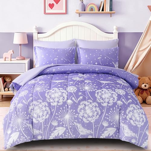 Image of Dinjoy Girls Comforter Set 7 Pieces, Full Size Colorful Ombre Rainbow Bedding Set, Bed in A Bag for Kid Teen Girls (1 Comforter, 1 Flat Sheet, 1 Fitted Sheet, 2 Pillow Shams, 2 Pillowcases)