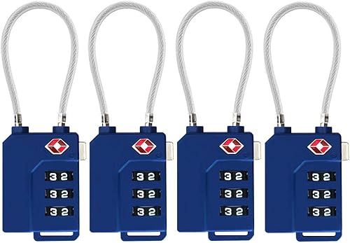 Miniatura 8 de TSA Lock - Candado de seguridad con combinación de 3 dígitos para maleta, bolsa de equipaje, candado con bloqueo de código (morado, paquete de 4)