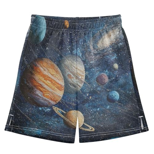 DOMIKING Galaxy Cosmic Blue Kids Shorts Pull-on Boys Shorts with Elastic Waist Casual Athletic Pants for Summer Outdoor - Main Image
