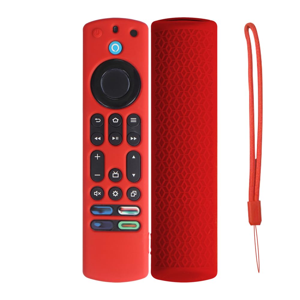 Fundas protectoras de silicona para control remoto Fire TV 4K Stick Max, funda de repuesto con cordón para Fire TV 4K Stick Max (rojo)