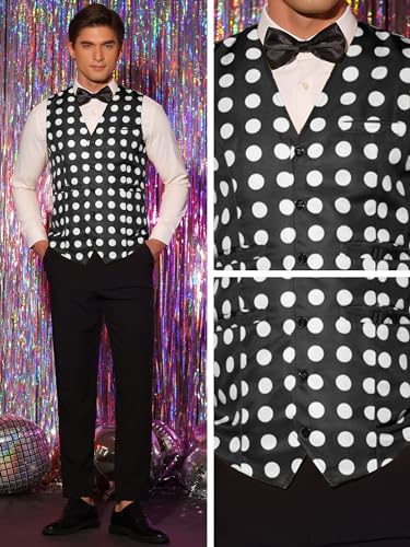 Lars Amadeus Polka Dots Waistcoat for Men's Slim Fit Sleeveless Formal Suit Vest4