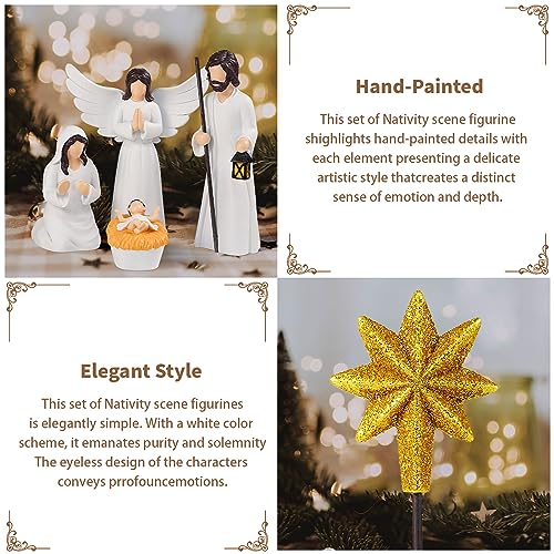 BCSmyer Weihnachtskrippensets für Weihnachten im Innenbereich, 12 Stück, 16,5 cm, Elegantes Krippen-Set für Tischdekorationen, Weihnachtskrippen-Set, Heilige Familie Statue