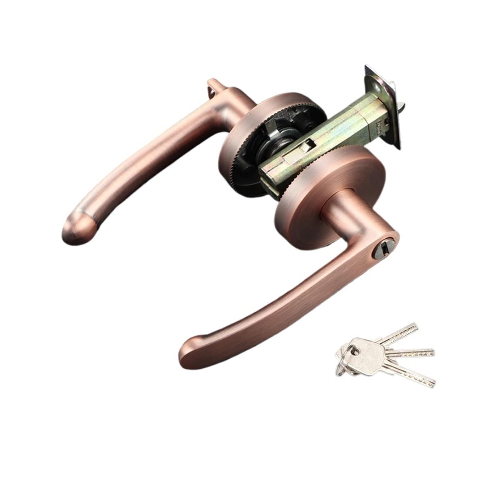 SJLOYNWQ Door Lock Household Three-Pole Single-Tongue Round Silent Anti-Theft Door(RED Bronze ET_60MM)