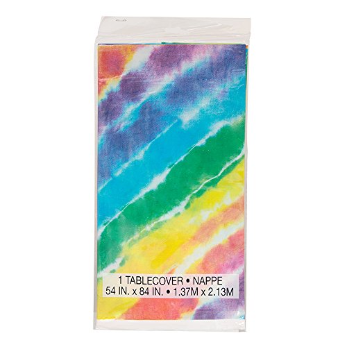 Unique Tie Dye Rectangular Plastic Table Cover, 54" X 84", Multicolor #TOP1