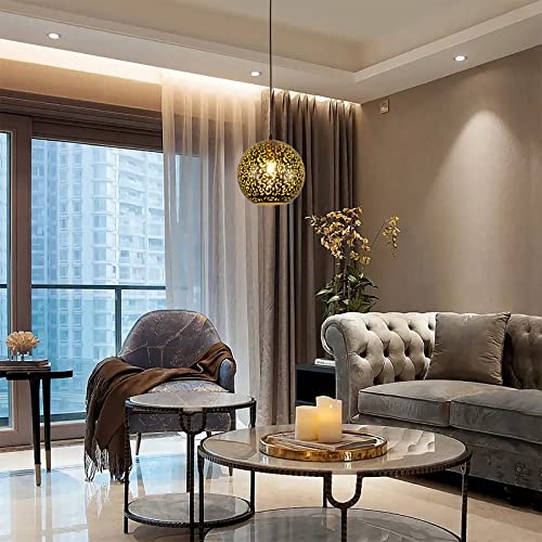 Djamel Turkish Lamp Vintage Chandelier Round Moroccan Lamp Etching Pendant Light, Black Iron Hollow Carved Arabic Ceiling Hanging Light Pendant Lighting For Kitchen Island Restaurant Hallway Foyer #TOP3