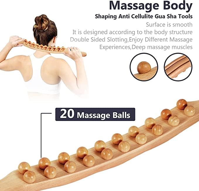 ACUWORLD Wood Therapy Massager Tools| 20 Beads Stomach Massager| Ease Neck| Back| Waist| and Leg Hip Pain| Self Body Sculpting Wooden Stick ACUWORLD Wood Therapy Massager Tools| 20 Beads Stomach Massager| Ease Neck| Back| Waist| and Leg Hip Pain| Self Body Sculpting Wooden Stick