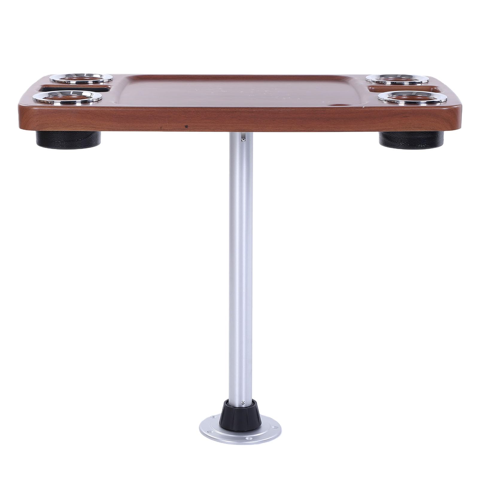 Tavolo da Barca Tavolino con Piedistallo Marino in Lega di Alluminio 86,5 X 44 X 75 Cm Design Staccabile con 4 Portabevande 2 Supporti per Telefono Uscita di Scarico per Yacht RV Pontone