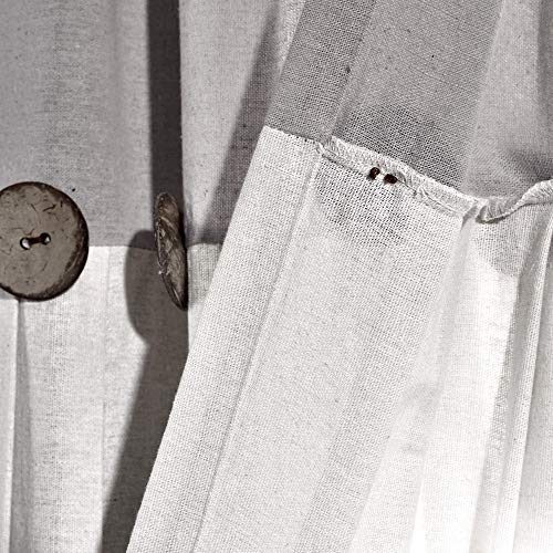 Lush Decor Linen Button Window Curtain Panel, Single, 40" W x 95" L, Gray & Off White- Country Curtains - Rustic Decor - Color Block - Modern Farmhouse Curtains by Lush Decor - Image 5