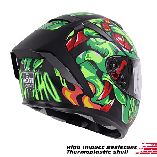 Image of Steelbird SA-5 Monster ISI /DOT Certified Full Face Graphic Helmet with Outer Anti-Fog Clear Visor